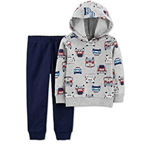 Carter's Baby Boy 2 Piece Fire Truck-Print Hoodie and Jogger Pant Set in Size 9M